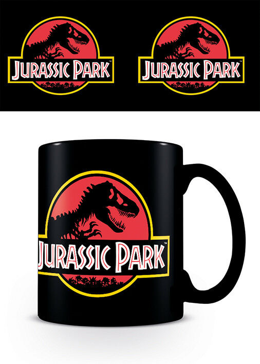 Jurassic Park Official Classic Logo World T-Rex Ceramic Black Mug  - Kryptonite Character Store