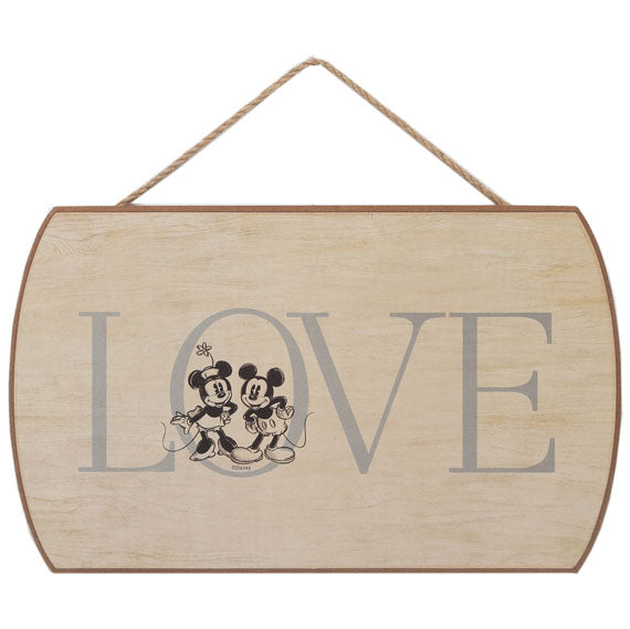 Love Mickey Mouse & Minnie Mouse Hanging Wood Wall Décor