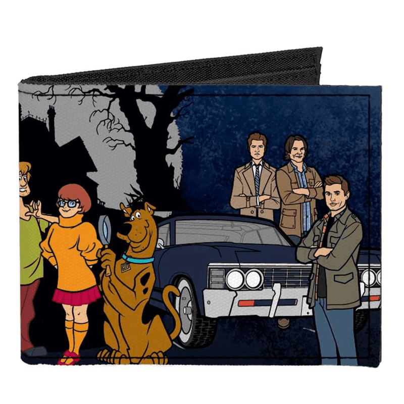 Scooby-Doo - Cartera de hombre de lona con pose de grupo de 8 personajes sobrenatural Scoobynatural