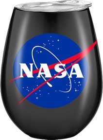 NASA - Gobelet sans pied en acier inoxydable à double paroi de 10 oz avec couvercle et logo