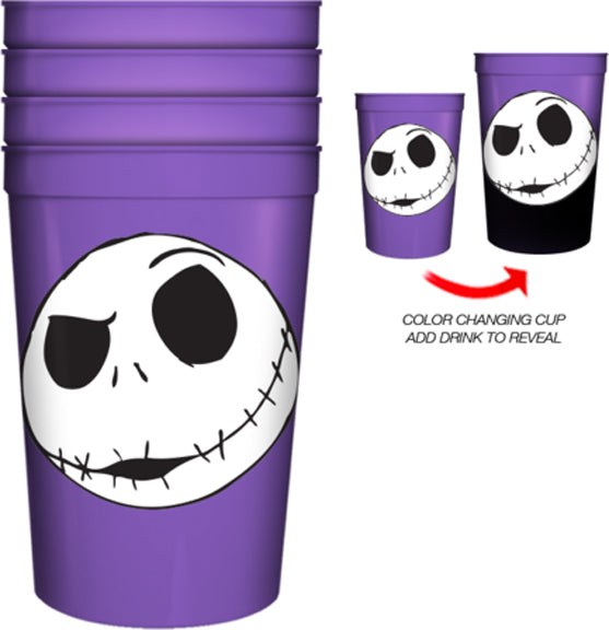 Nightmare Before Christmas Jack Face Outline 4pk 20oz Color Change Cup Set