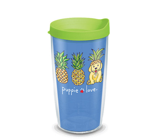 Chargez l&#39;image dans la visionneuse de la galerie, Puppie Love - Pineapple Disguise Wrap With Travel Lid 16 Oz - Kryptonite Character Store
