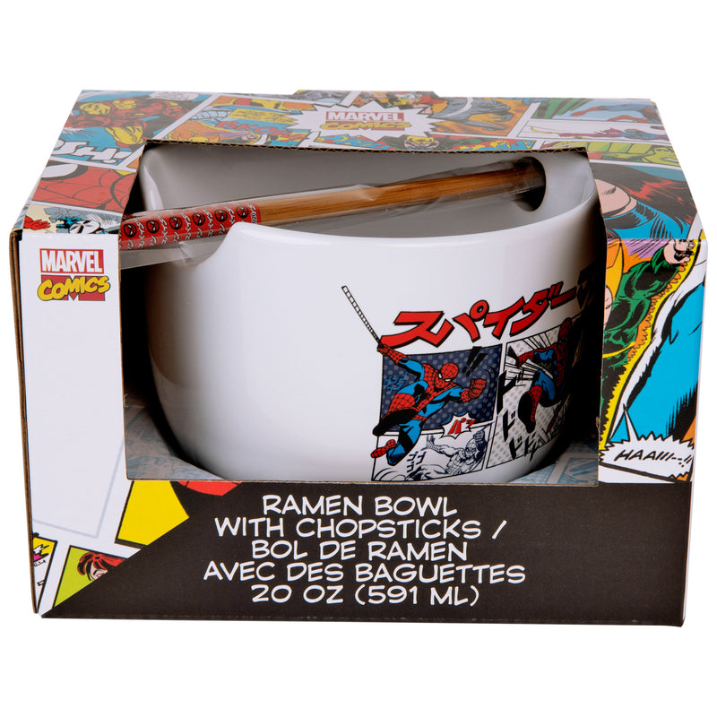 Marvel Comics - Spider-Man Manga Panels Boxed Ceramic Ramen Bowl with Chopsticks