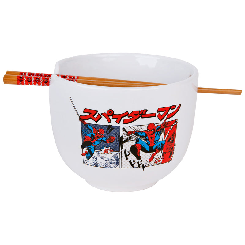 Marvel Comics - Spider-Man Manga Panels Boxed Ceramic Ramen Bowl with Chopsticks