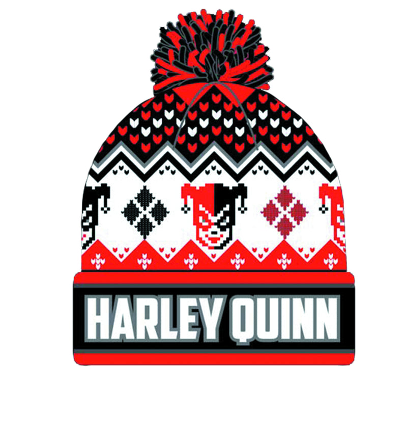DC Comics: Harley Quinn - Intarsia Knitted Cuff Pom Beanie