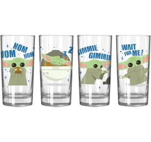 Star Wars: The Mandalorian - Gimmie Nom 16oz Tumbler Glass Set (4 Pack)