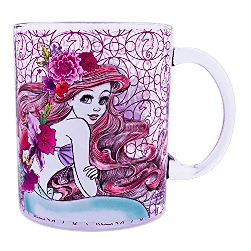 Disney Princess Ariel Floral 17.5oz. Glass Coffee Mug - Kryptonite Character Store