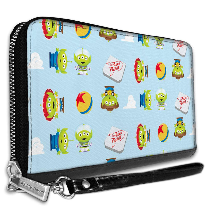 Pixar Toy Story Alien Remix Pizza Planet Luxo Ball Collage Sky Blue  Women's Wallet - Kryptonite Character Store