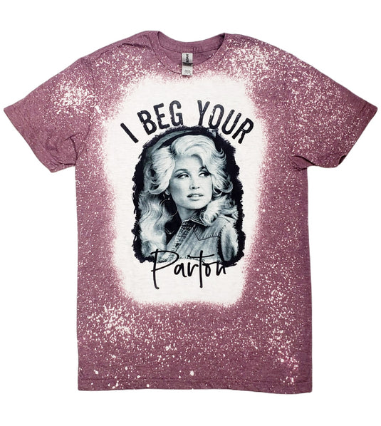Beg Your Parton camiseta con efecto tie-dye blanqueada