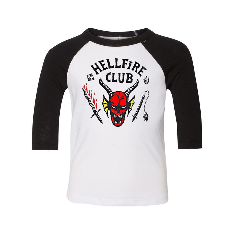 Chargez l&#39;image dans la visionneuse de la galerie, TV : Stranger Things - T-shirt inspiré du Hellfire Club à manches 3:4
