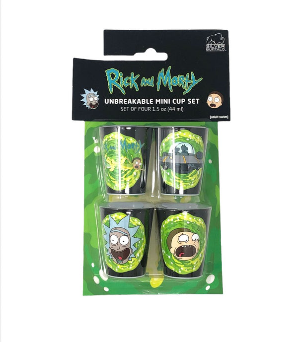 Rick & Morty - Space Portals 1.5oz Plastic Mini Cup Set (4 Pack)