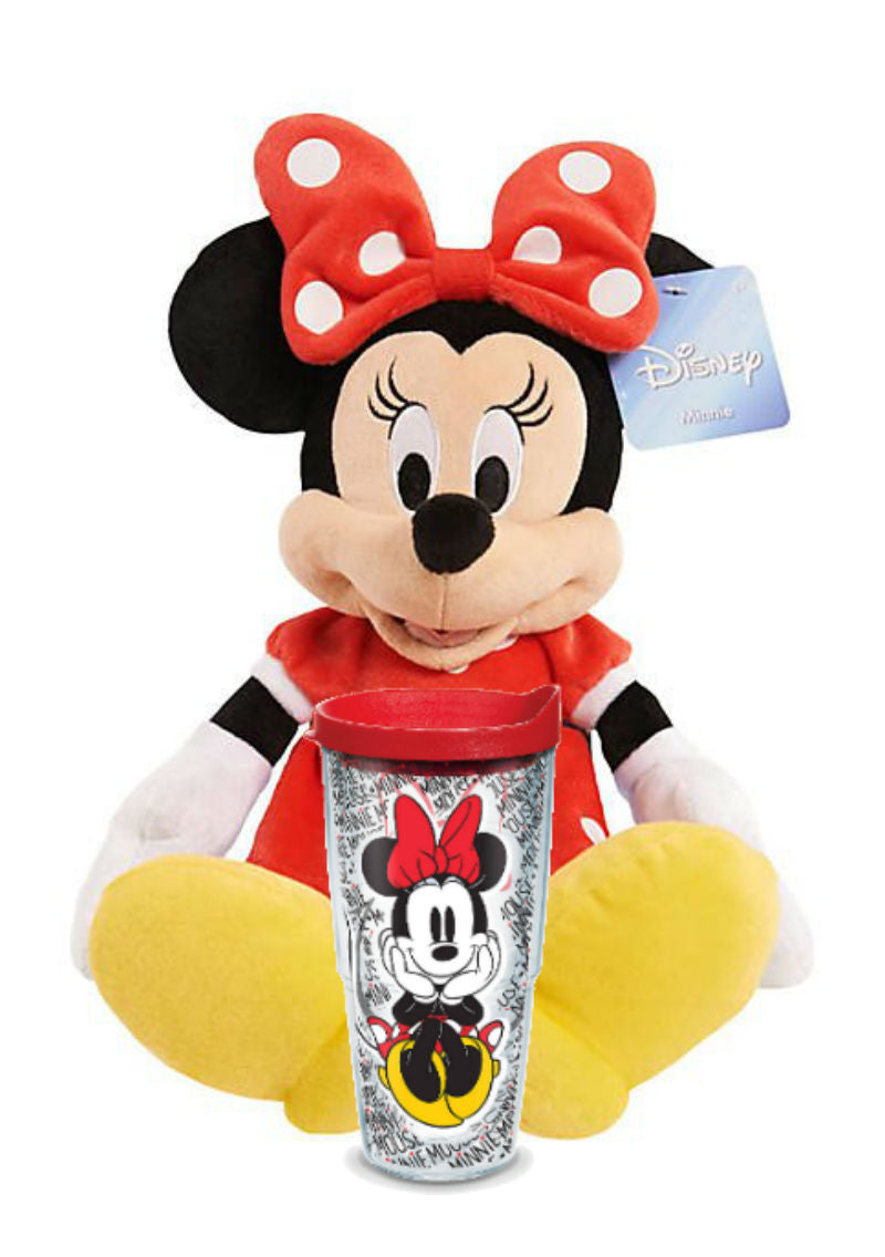 Minnie Mouse Valentine's Day Gift Set - Plush 17" & Tervis Tumbler Bundle 16oz - Kryptonite Character Store