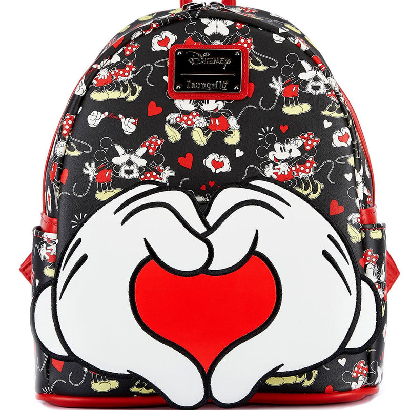 Disney: Mickey y Minnie Mouse - Mini mochila con manos en forma de corazón