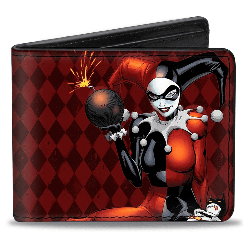Harley Quinn w batman Voodoo Doll Holding Bomb Bi-fold Wallet - Kryptonite Character Store