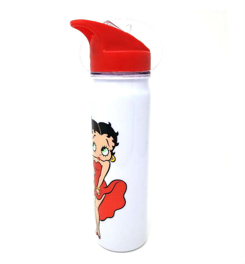 Betty Boop - Red Dress Pose Stainless Flip Top Bottle - White