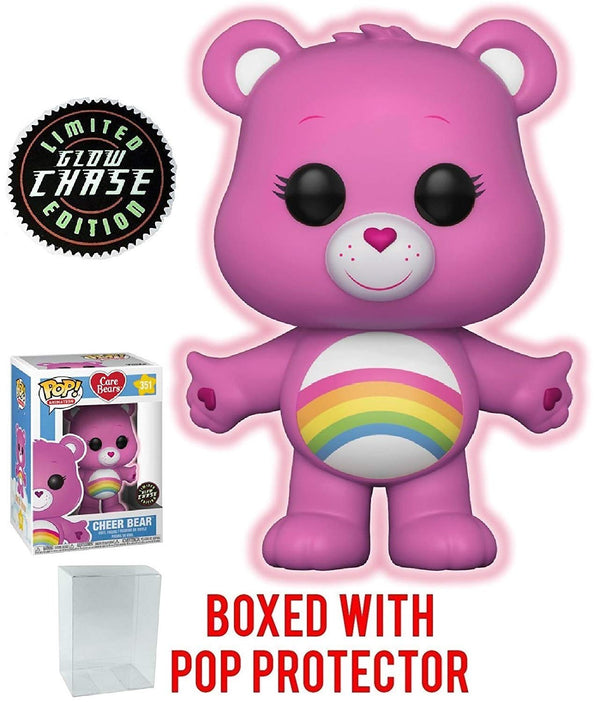Funko Pop! Animation: Care Bears - Cheer Bear CHASE Variant Glow in the Dark Vinyl Figure (Packed with Pop Box Protector Case) - Kryptonite Character Store