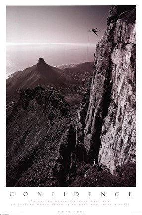 Confidence - Table Top Mountain White Framed Print Overall Wall Art