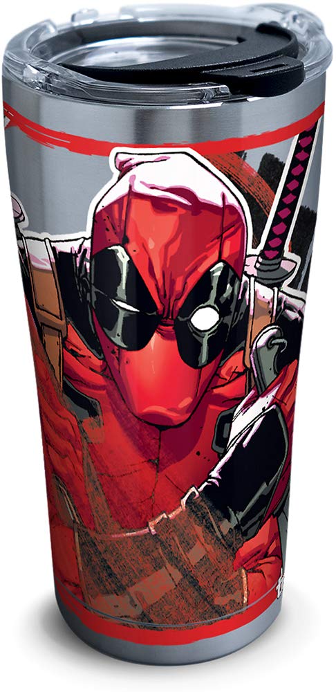 Marvel - Deadpool Iconic Insulated Travel Tumbler with Lid, 20oz - Stainless Steel, Silver- Kryptonite Character Store