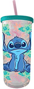 Lilo and Stitch Tropical Pattern Plastic Tall Tumbler 20-Ounce