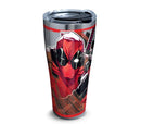 Marvel Comics: Deadpool - Icónico vaso de viaje plateado con aislamiento de acero inoxidable y tapa 