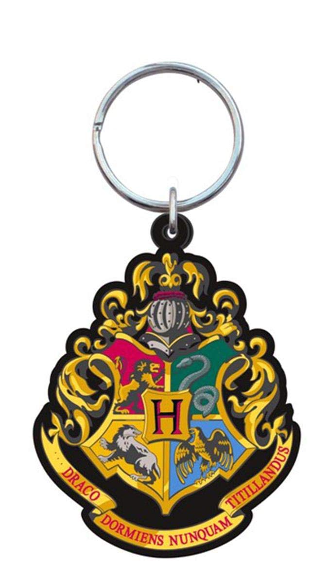 HARRY POTTER - Hogwarts Crest Multi-Colored Rubber Keychain - Kryptonite Character Store