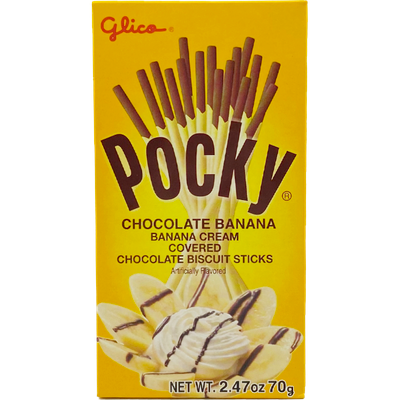 Glico Pocky - Banana Cream Covered Chocolate Biscuit Sticks