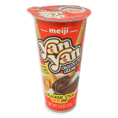 Meiji - Bâtonnet de craquelins croustillants Yanyan avec trempette crème au chocolat onctueuse