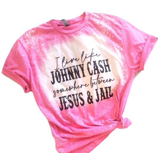 Live Like Johnny Cash Bleached T-shirt