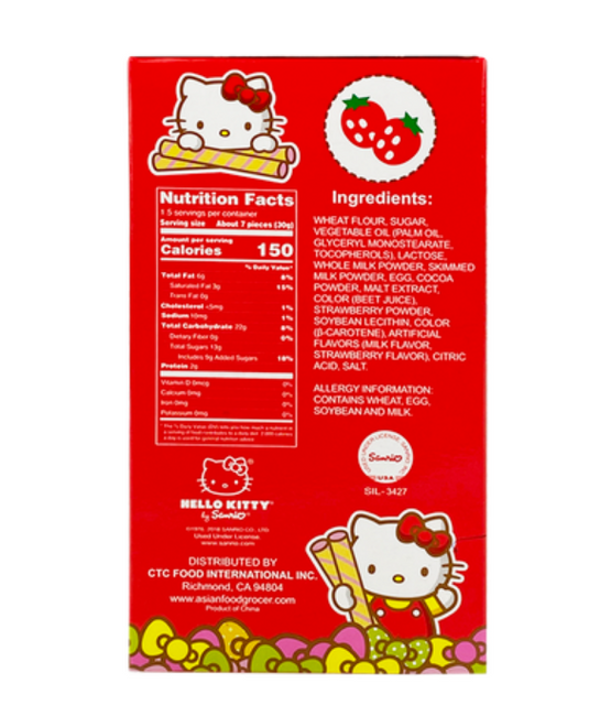 Hello Kitty Wafer Cookies Strawberry Flavor 45g