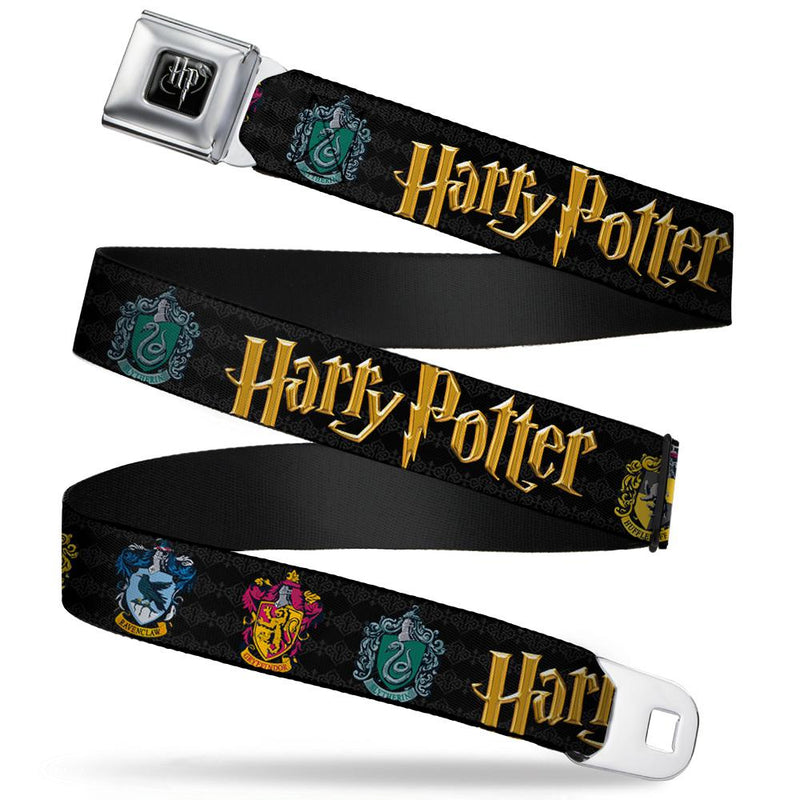 Harry Potter - Fantasy Movie Series Hogwarts Crest Web Seatbelt Buckle Belt