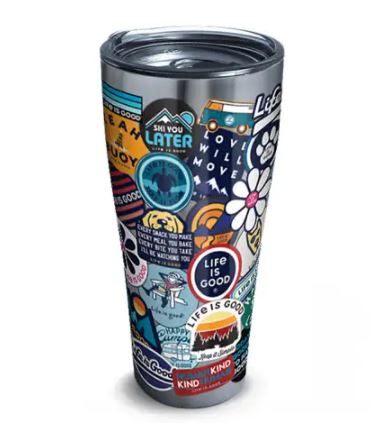 Life is Good - Sticker Collage Stainless Steel with Slider Lid