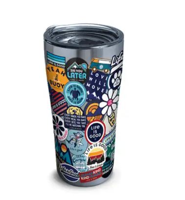 Life is Good - Sticker Collage Stainless Steel with Slider Lid