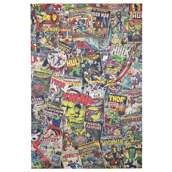 Marvel Comic Book Covers Collage Wrapped Canvas Poster 36” x 24” - Kryptonite Character Store