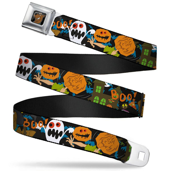 Scooby-Doo - Face Full Color Black Halloween 2 Ghost Boo! Seatbelt Buckle Belt