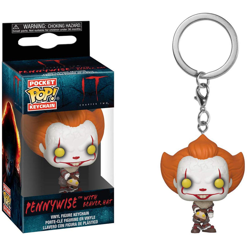 IT Pennywise with Beaver Hat Pocket Pop Mini-Figural Keychain - Kryptonite Character Store