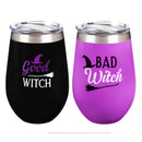 Good Witch - Bad Witch 12oz Double Wall Vacuum Wine Tumbler Gift Set (Set of 2)
