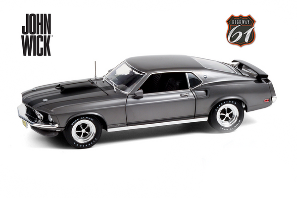 John Wick - Ford Mustang Boss (1969, 1:18 Scale Die-Cast Model Car, Chrome)