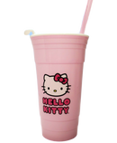 Hello Kitty - Face Logo 32oz Plastic Tumbler with Lid & Straw