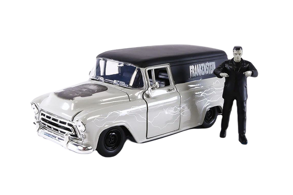 Hollywood Rides : Universal Monsters - Chevrolet Suburban avec figurine moulée sous pression Frankenstein, Jada Toys