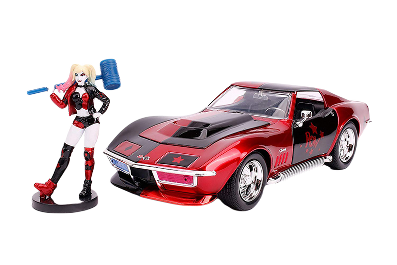 DC Comics - Chevrolet Corvette Stingray with Harley Quinn Die-Cast Figure, Jada Toys -