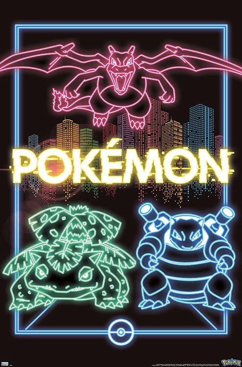 Pokemon - Neon Group Wall Poster