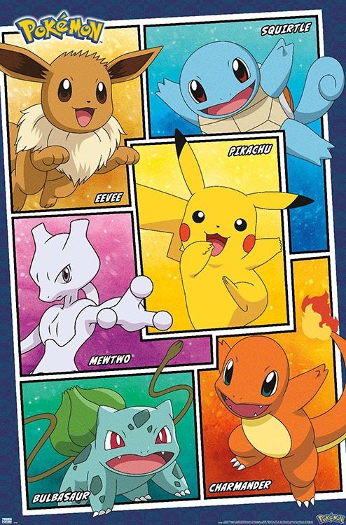 Pokemon - Affiche murale de collage de groupe 