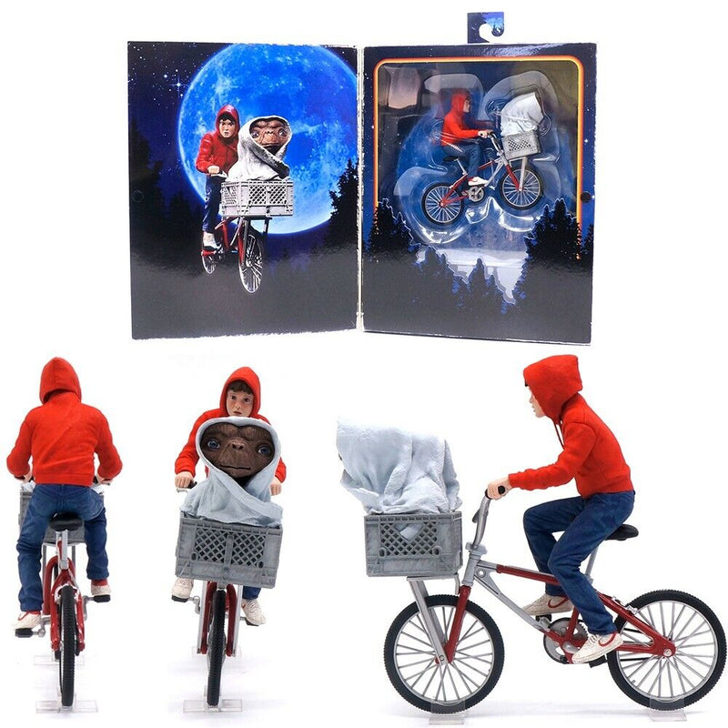 ET 40e anniversaire Elliot &amp; ET sur figurine à l'échelle de vélo