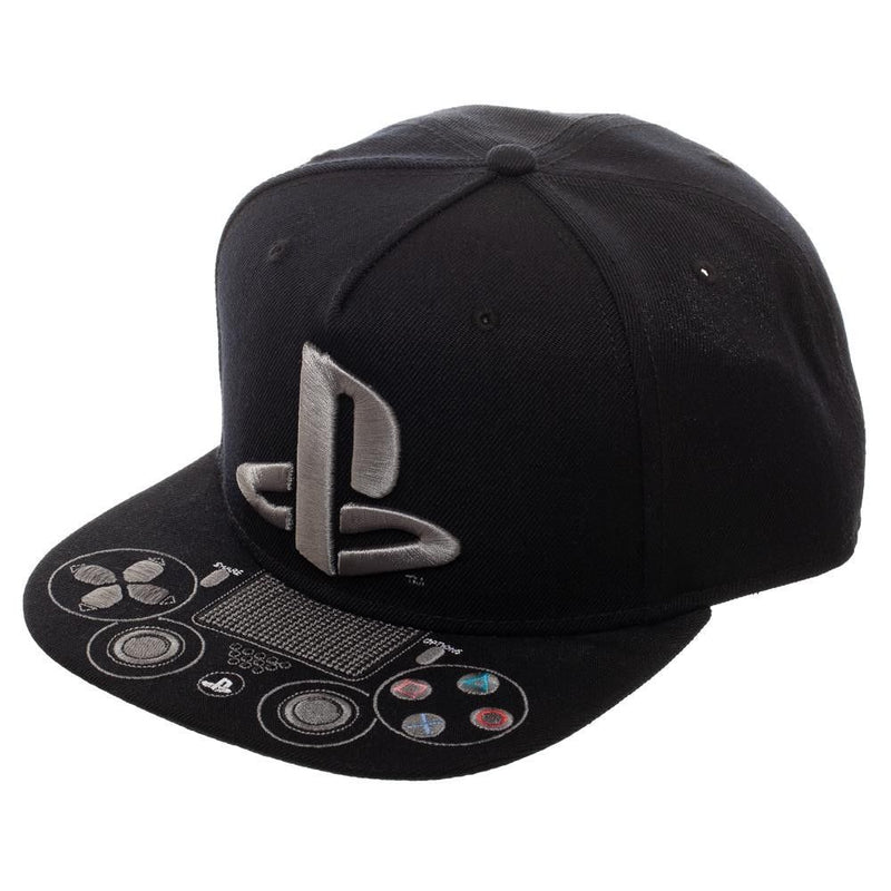 Playstation Logo Snapback Hat with Embroidered Control Buttons - Kryptonite Character Store