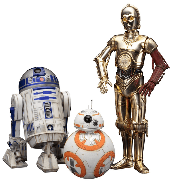 Star Wars R2-D2 and C3PO with BB-8 figurines