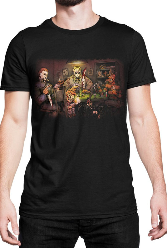 Slasher's Playing Poker Adult Fitted T-shirt - Kryptonite Character Store