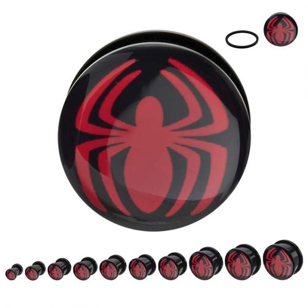 Marvel Comics - Spider-Man Logo Black Acrylic Screw Fit Red Plugs