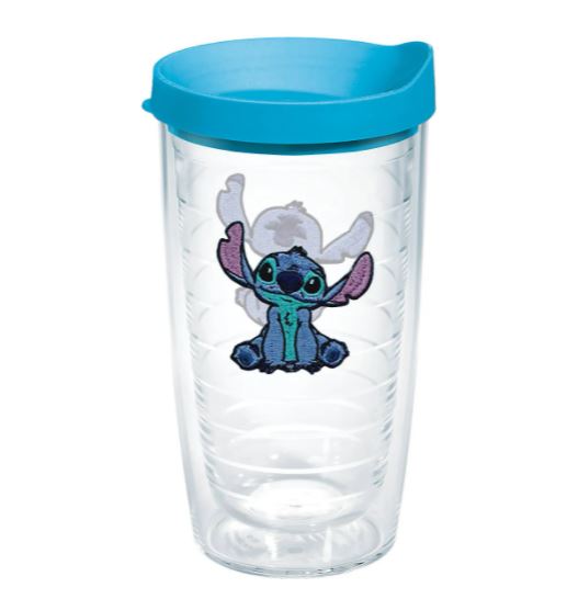 Disney: Stitch - Vasos con emblema delantero y trasero con envoltura y tapa de viaje 