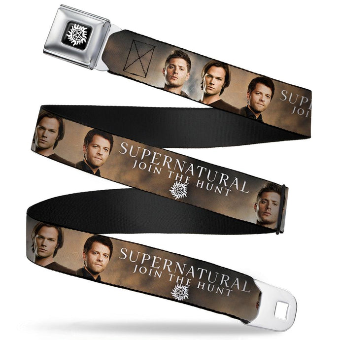 Supernatural Dean Sam & Castiel  Join The Hunt Seat Belt Buckle Belt - Kryptonite Character Store