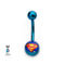 Titanium Plated Navel with Superman Fixed Logo Charm